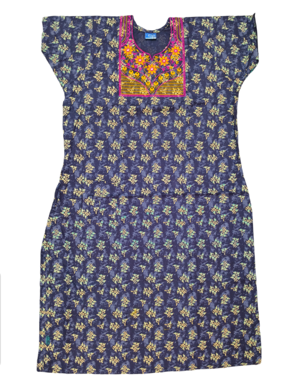 embroidered nighty for women, 100% organic cotton, size – x large