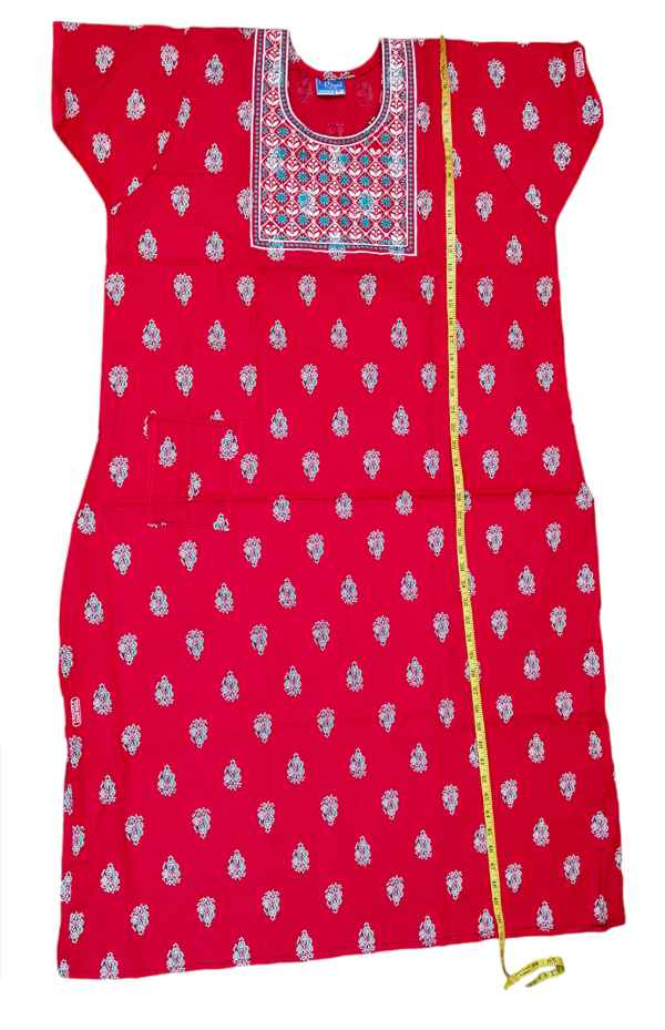 embroidered nighty for women, 100% organic cotton, size – x large