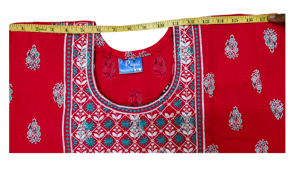 embroidered nighty for women, 100% organic cotton, size – x large